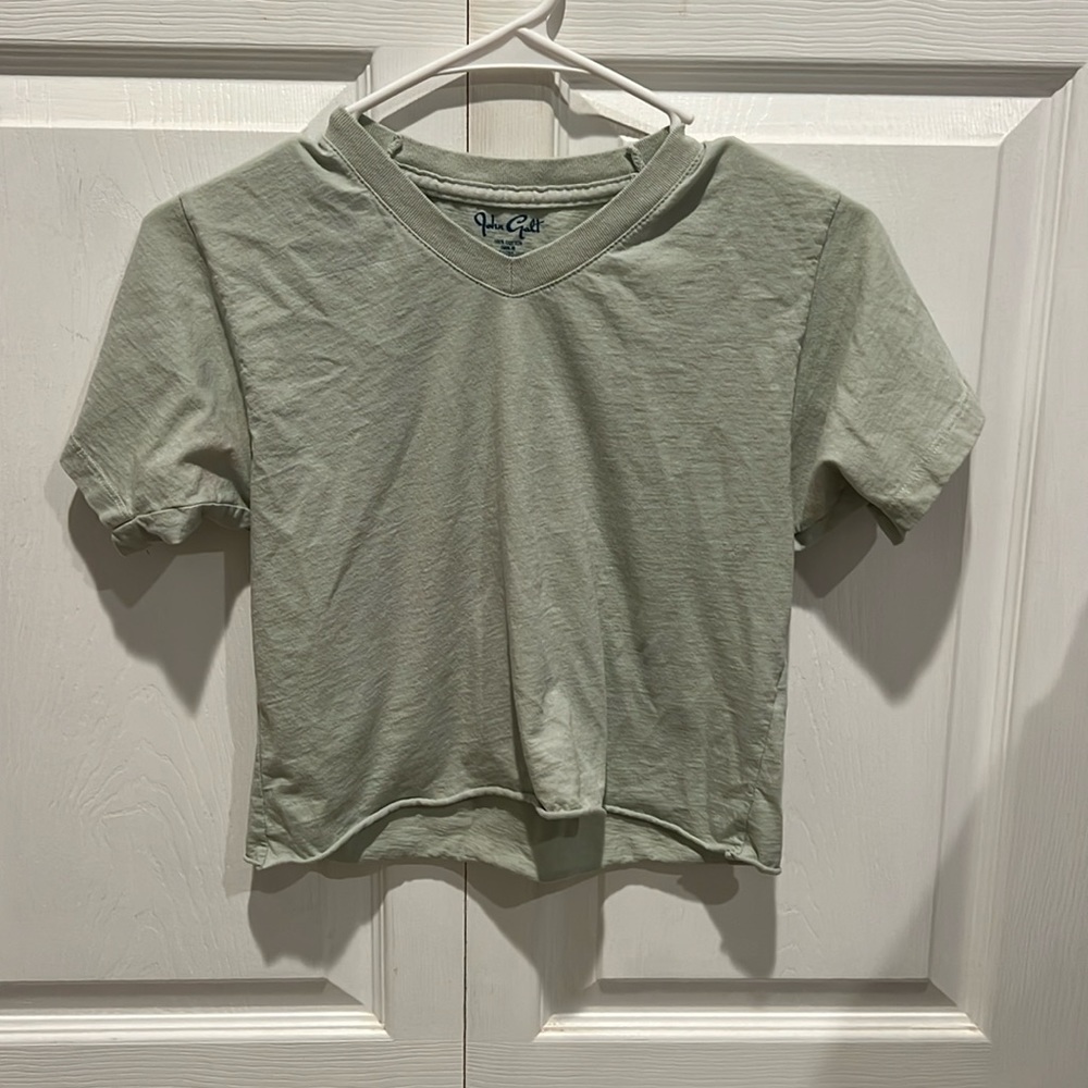 John Galt green v neck crop top